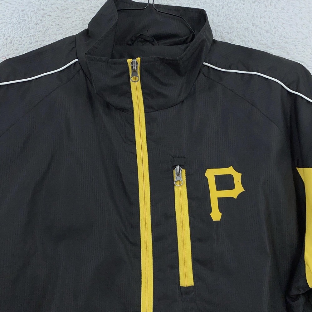Pittsburgh Pirates Windbreaker Jacket Mens Large Lined Black Yellow MLB Baseball